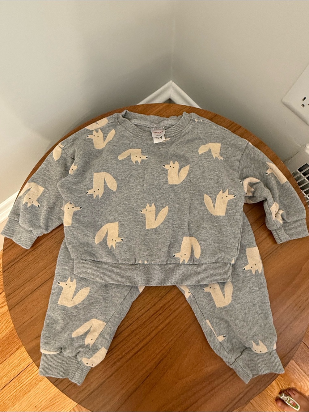 Hanna Andersson Gray Fox Print sweatsuit